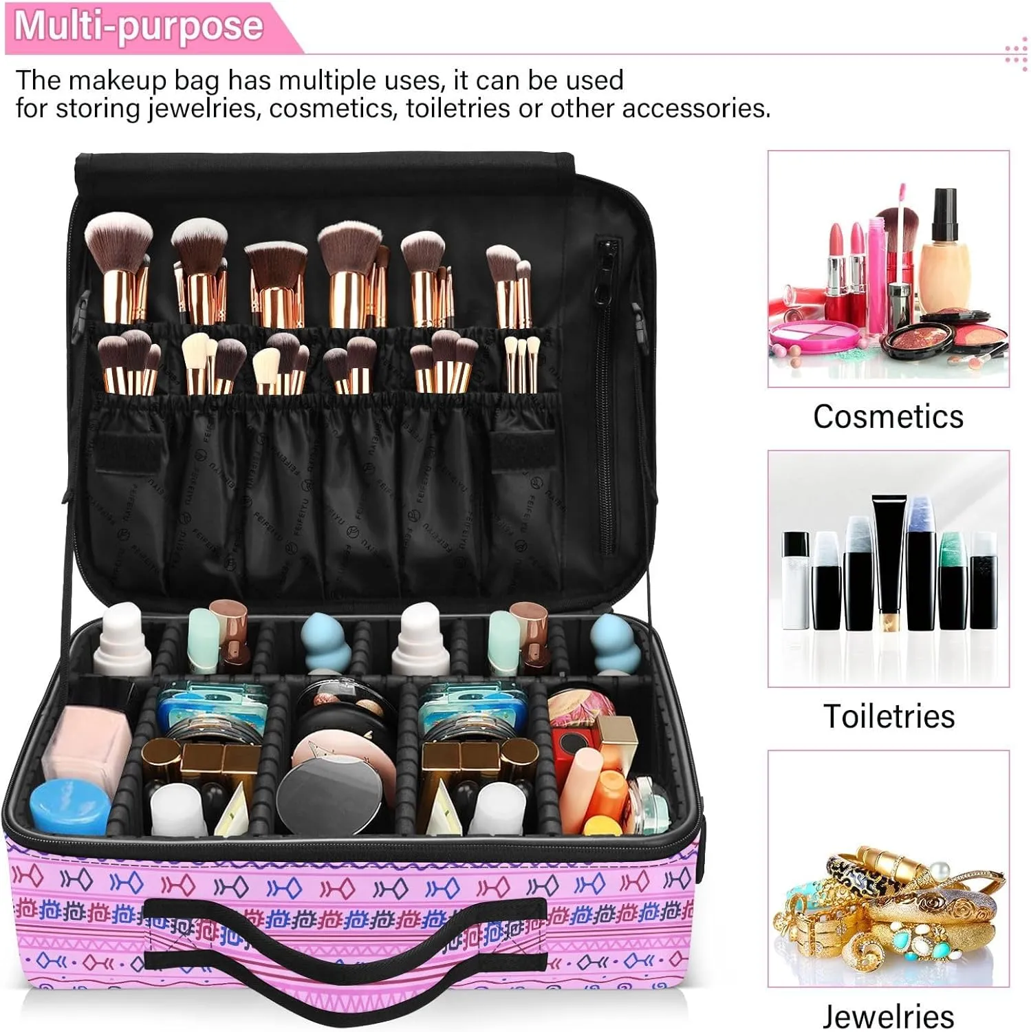 XL Hard Shell Large Portable Zipper Makeup Bag for Travel