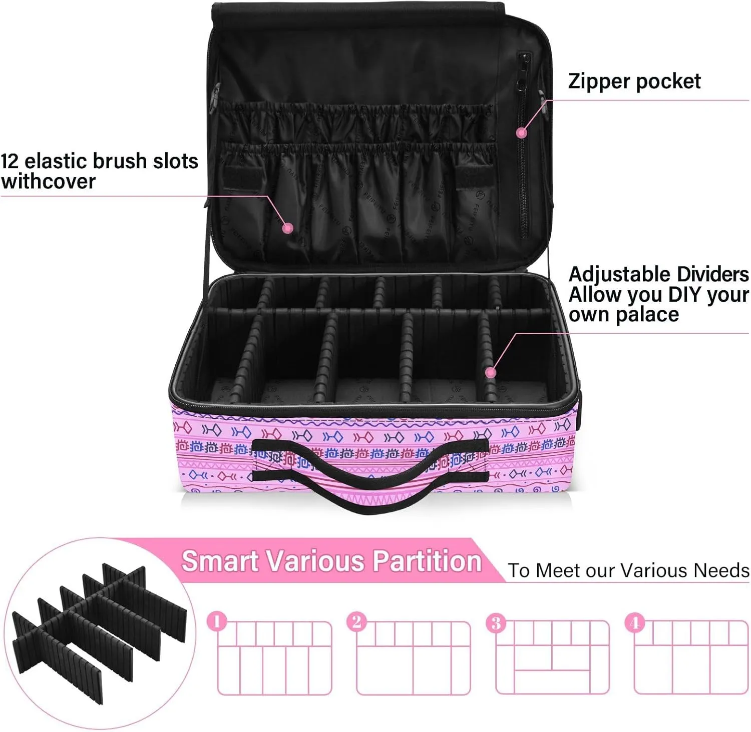 XL Hard Shell Large Portable Zipper Makeup Bag for Travel