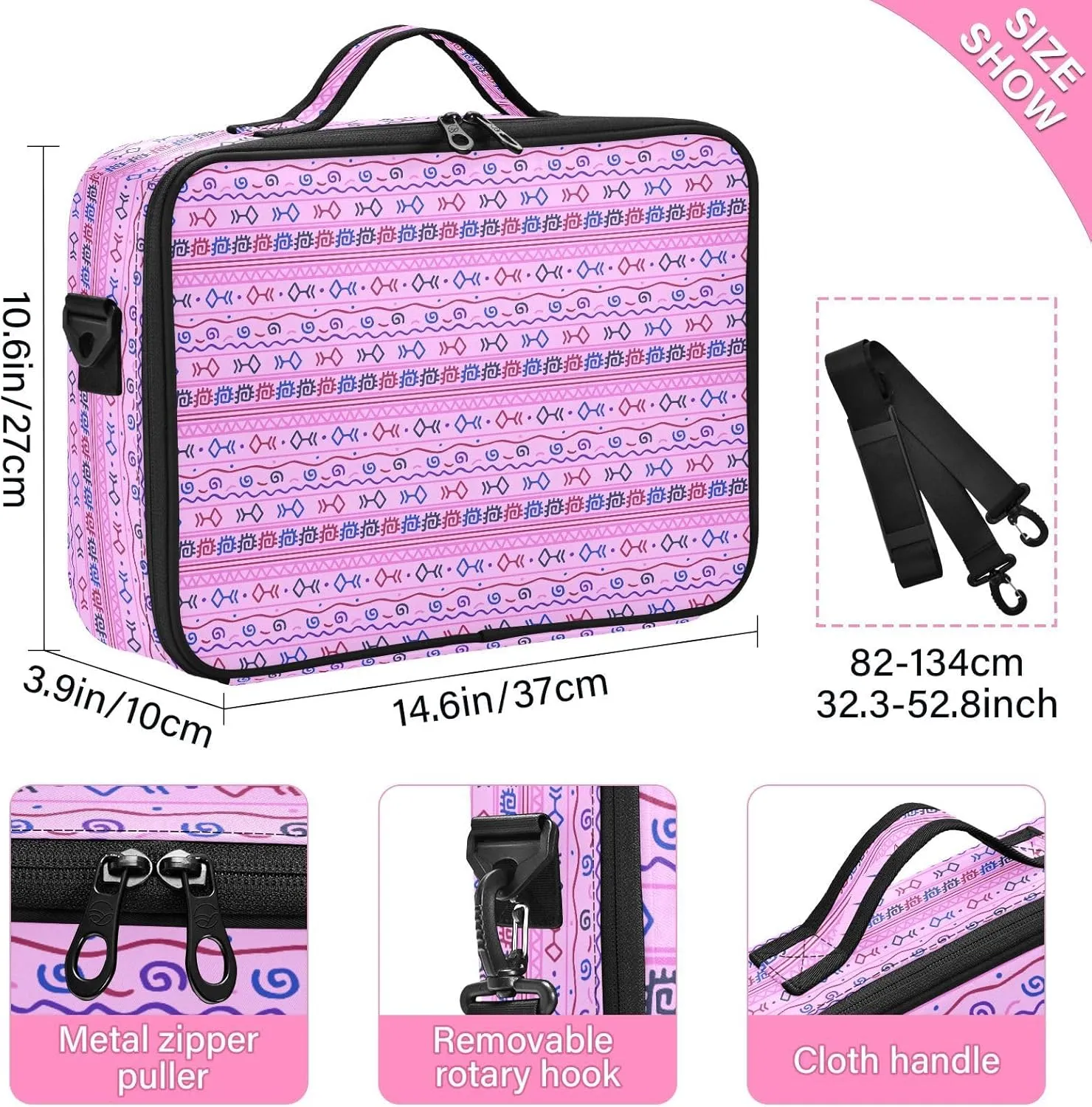 XL Hard Shell Large Portable Zipper Makeup Bag for Travel