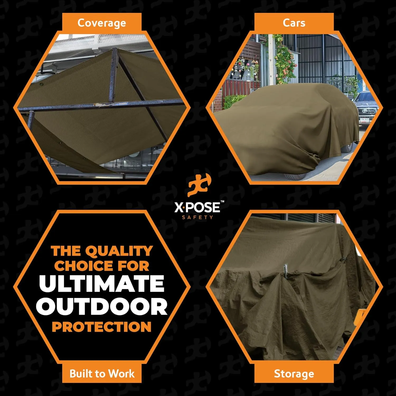 Xpose Safety Canvas Tarp - 10oz Olive Drab Canvas Tarps Heavy Duty Water Resistant with Brass Grommets- Multipurpose Outdoor Tarpaulin for Camping, Canopy, Trailer, Equipment Cover 20' x 40'