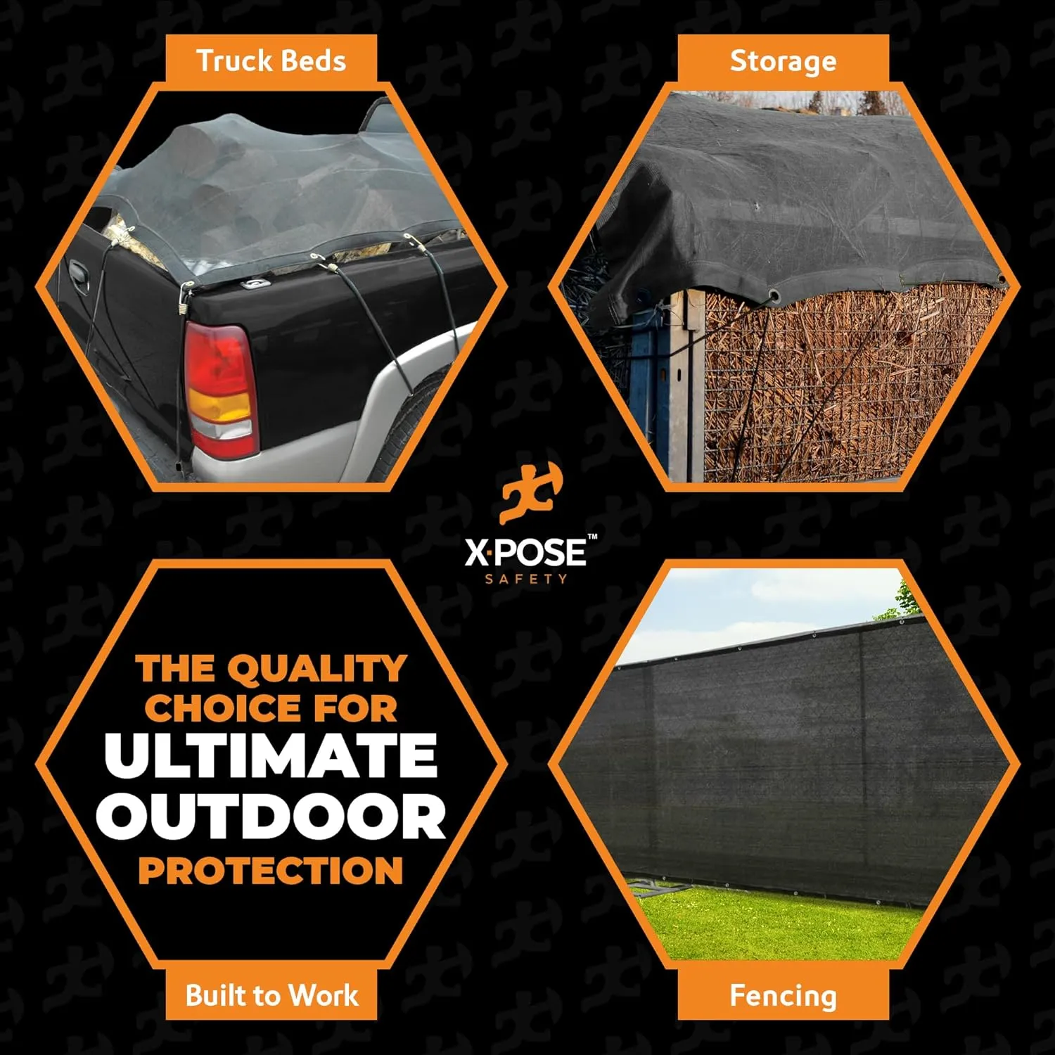 Xpose Safety Heavy Duty Mesh Tarp – 8’ x 10’ Multipurpose Black Protective Cover with Air Flow - Use for Tie Downs, Shade, Fences, Canopies, Dump Trucks – Tear Resistant