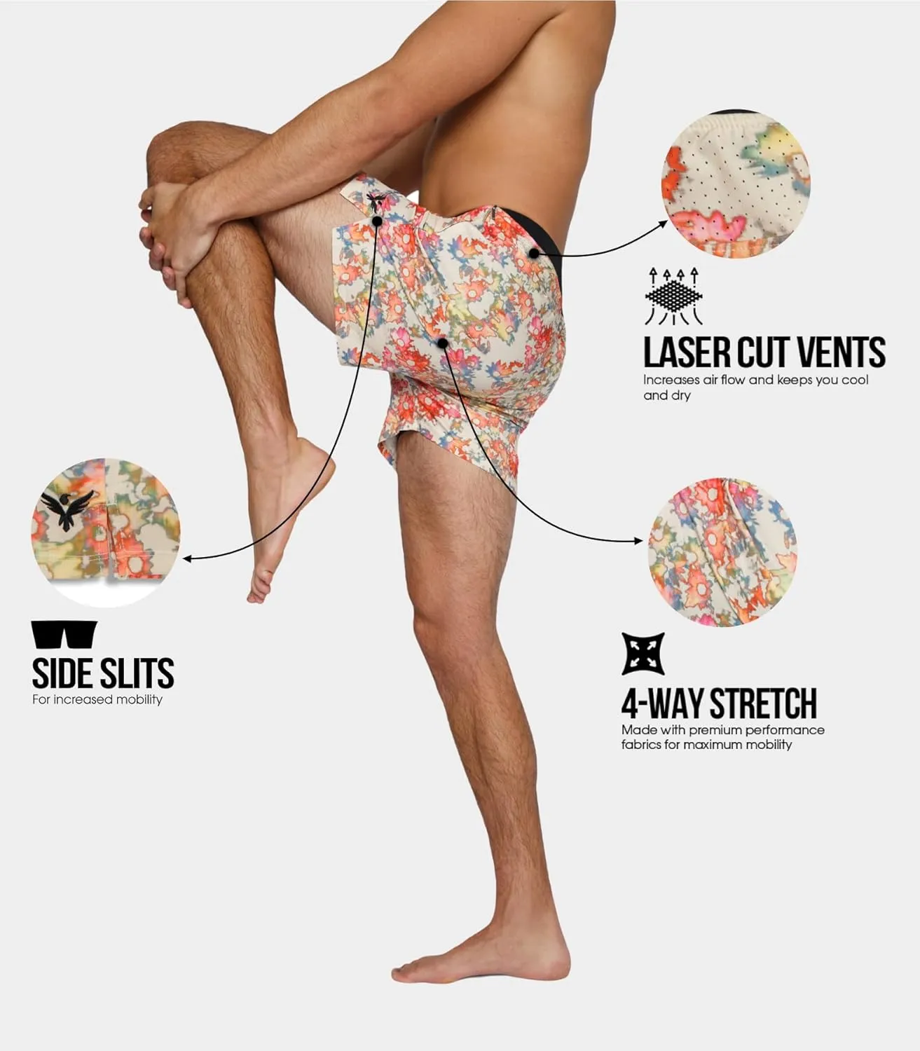 YOGA CROW 5" Men's Yoga Shorts –Mens Athletic Shorts with Zipper Pockets, Breathable Liner, Mens Running Shorts, Hot Yoga