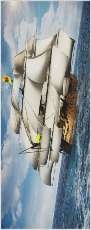 Yoga Towel Vintage Sailing Ship Hot Yoga Mat Towel with Grip Dots Sweat Absorbent Non-Slip for Hot Yoga, 24" x72",Soft Yoga Blankets with Travel Bag,Pilates and Workout