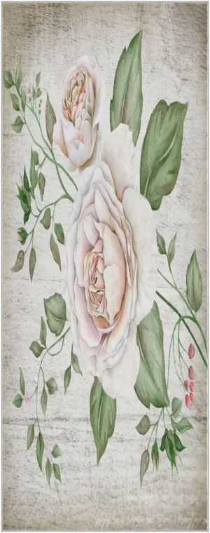 Yoga Towel Watercolor Vintage Roses on Wooden Hot Yoga Mat Towel with Grip Dots Sweat Absorbent Non-Slip for Hot Yoga, 24" x72",Soft Yoga Blankets with Travel Bag,Pilates and Workout
