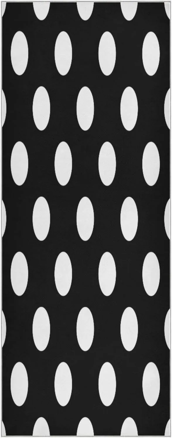 Yoga Towel White Polka Dot Texture Hot Yoga Mat Towel with Grip Dots Sweat Absorbent Non-Slip for Hot Yoga, 24" x72",Soft Yoga Blankets with Travel Bag,Pilates and Workout