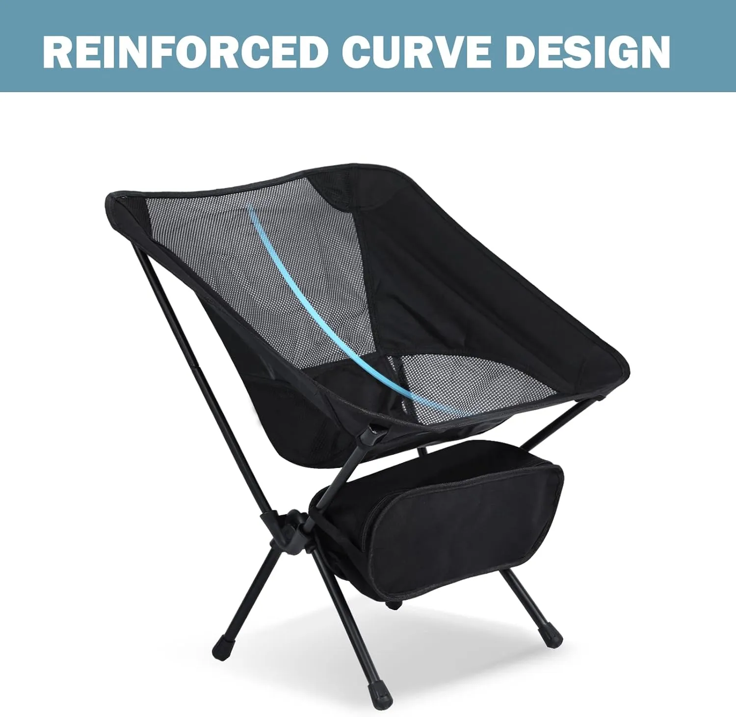 YSSOA Lightweight Chair Folding Camping Chairs, Backpacking Chair Ultralight Hiking Chairs, Compact Camping Chairs, 176 lbs Weight Capacity, Breathable Mesh Fabric, Black