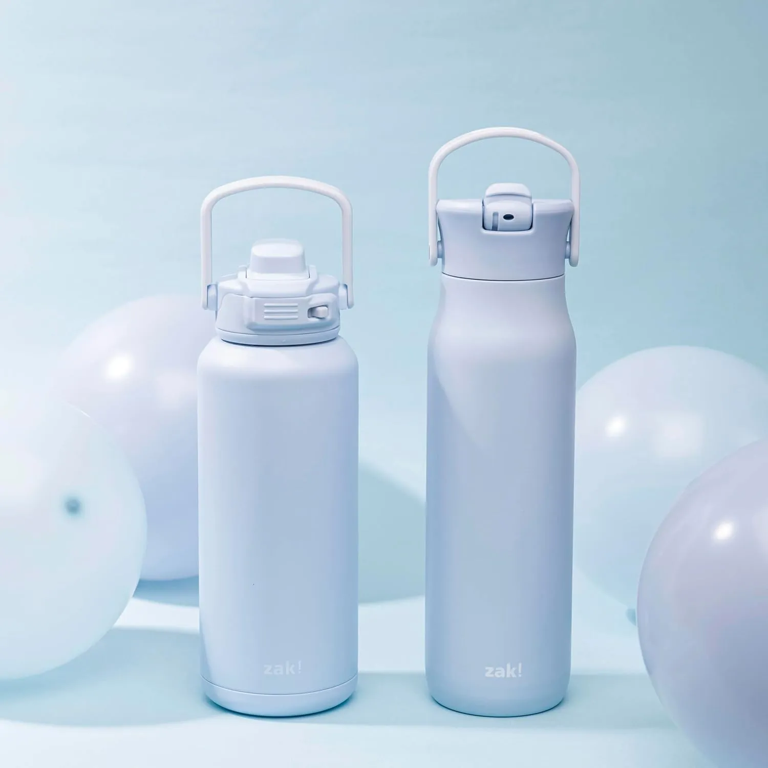 Zak Designs Harmony Water Bottle for Travel or At Home, 32oz Stainless Steel is Leak-Proof When Closed and Vacuum Insulated with Straw Lid and Carry Handle (Provence Blue)