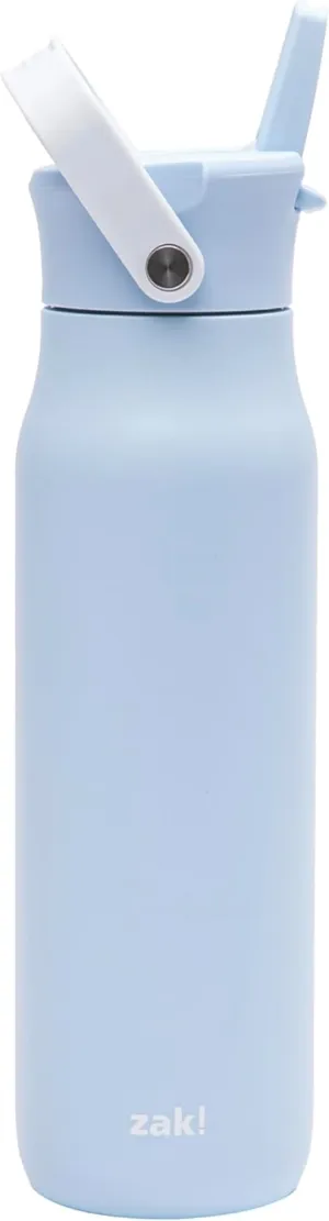 Zak Designs Harmony Water Bottle for Travel or At Home, 32oz Stainless Steel is Leak-Proof When Closed and Vacuum Insulated with Straw Lid and Carry Handle (Provence Blue)