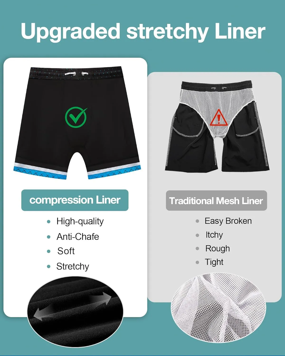 zeetoo Mens Swim Trunks with Compression Liner 5.5" Inseam Quick Dry Swim Shorts