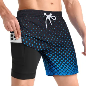 zeetoo Mens Swim Trunks with Compression Liner 5.5" Inseam Quick Dry Swim Shorts