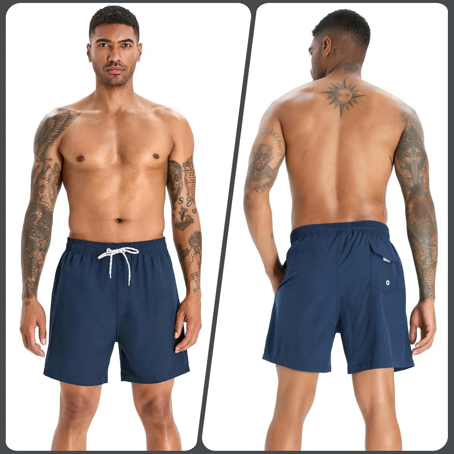 zeetoo Mens Swim Trunks with Compression Liner 5.5" Inseam Quick Dry Swim Shorts