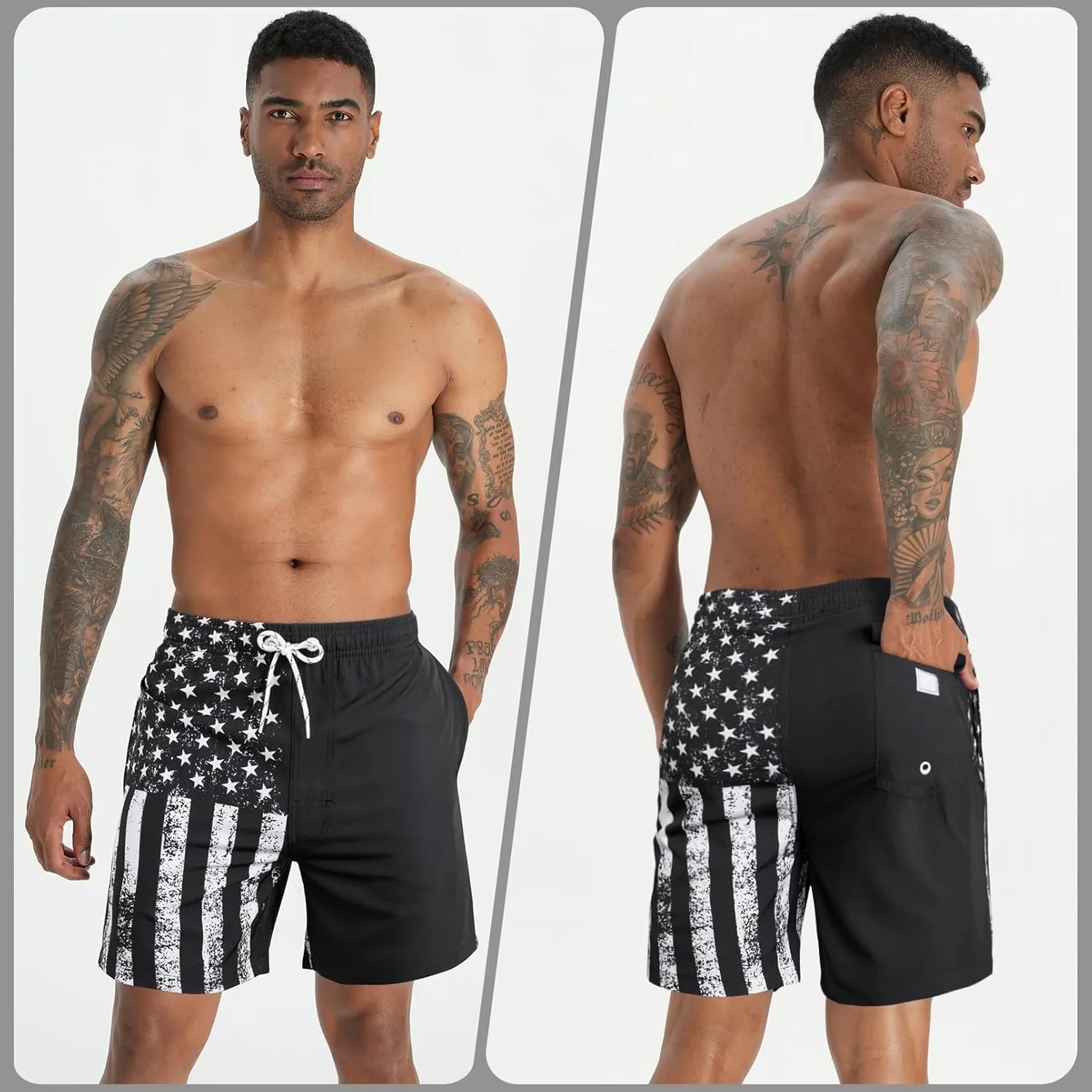 zeetoo Mens Swim Trunks with Compression Liner 5.5" Inseam Quick Dry Swim Shorts