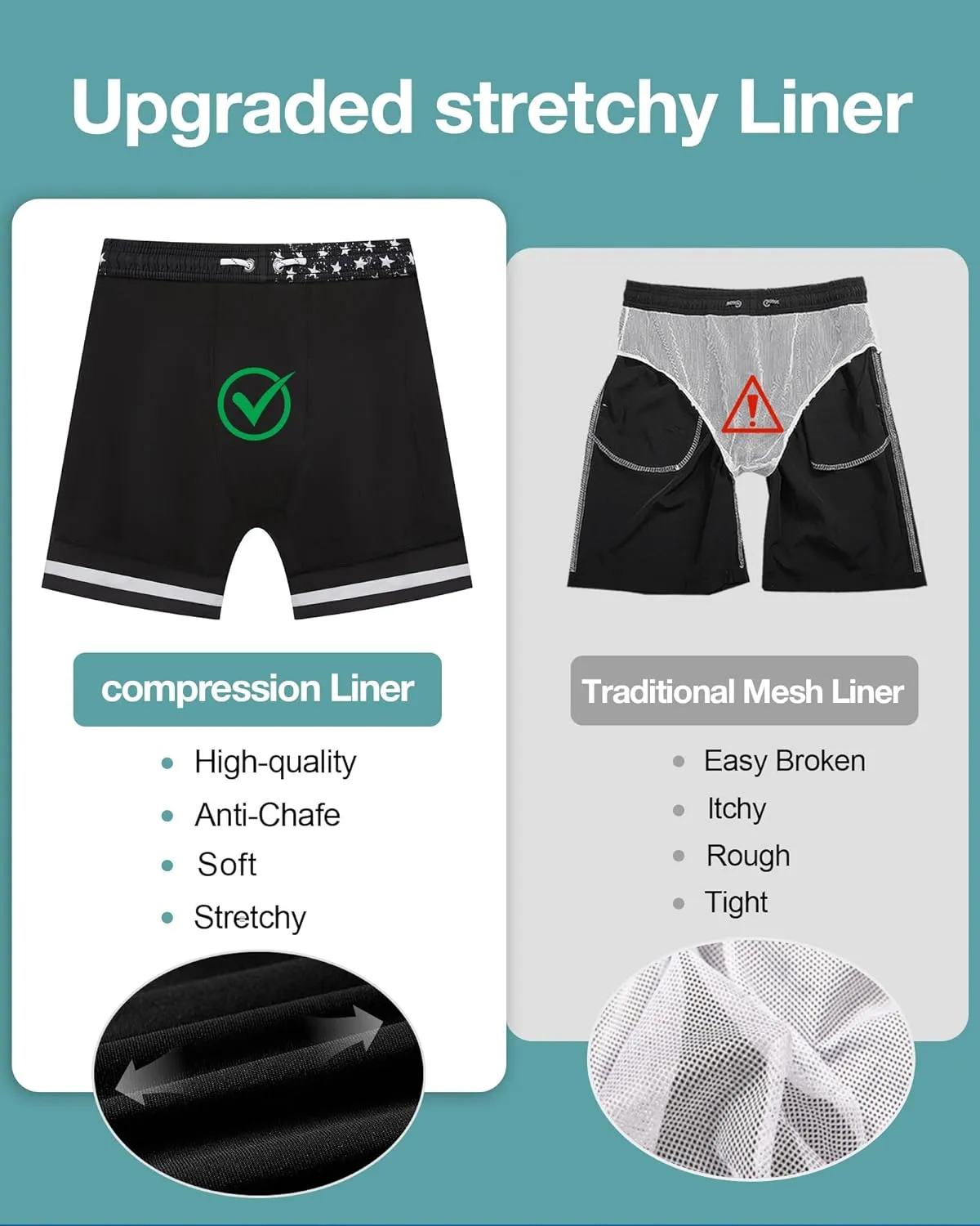 zeetoo Mens Swim Trunks with Compression Liner 5.5" Inseam Quick Dry Swim Shorts