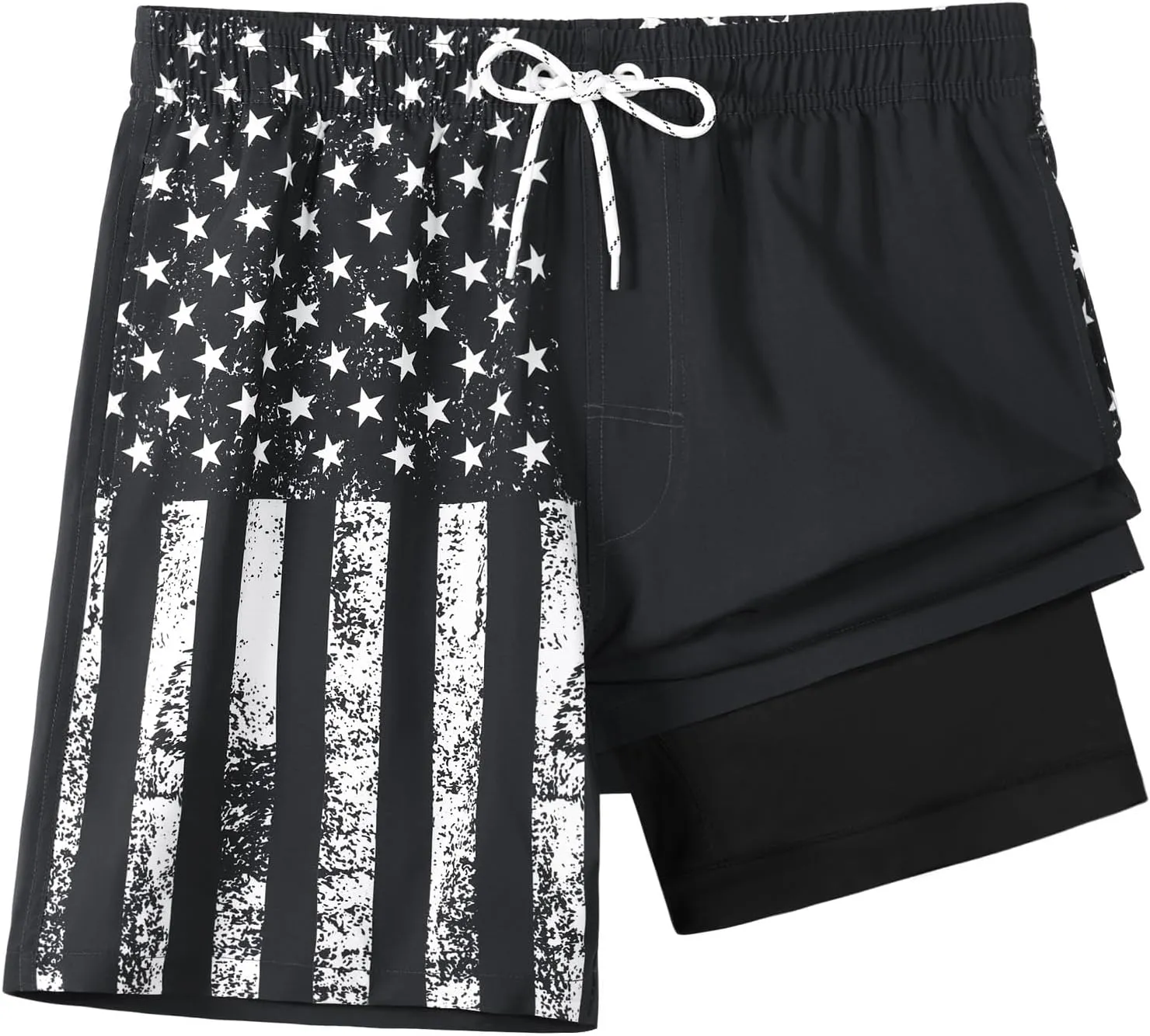 zeetoo Mens Swim Trunks with Compression Liner 5.5" Inseam Quick Dry Swim Shorts