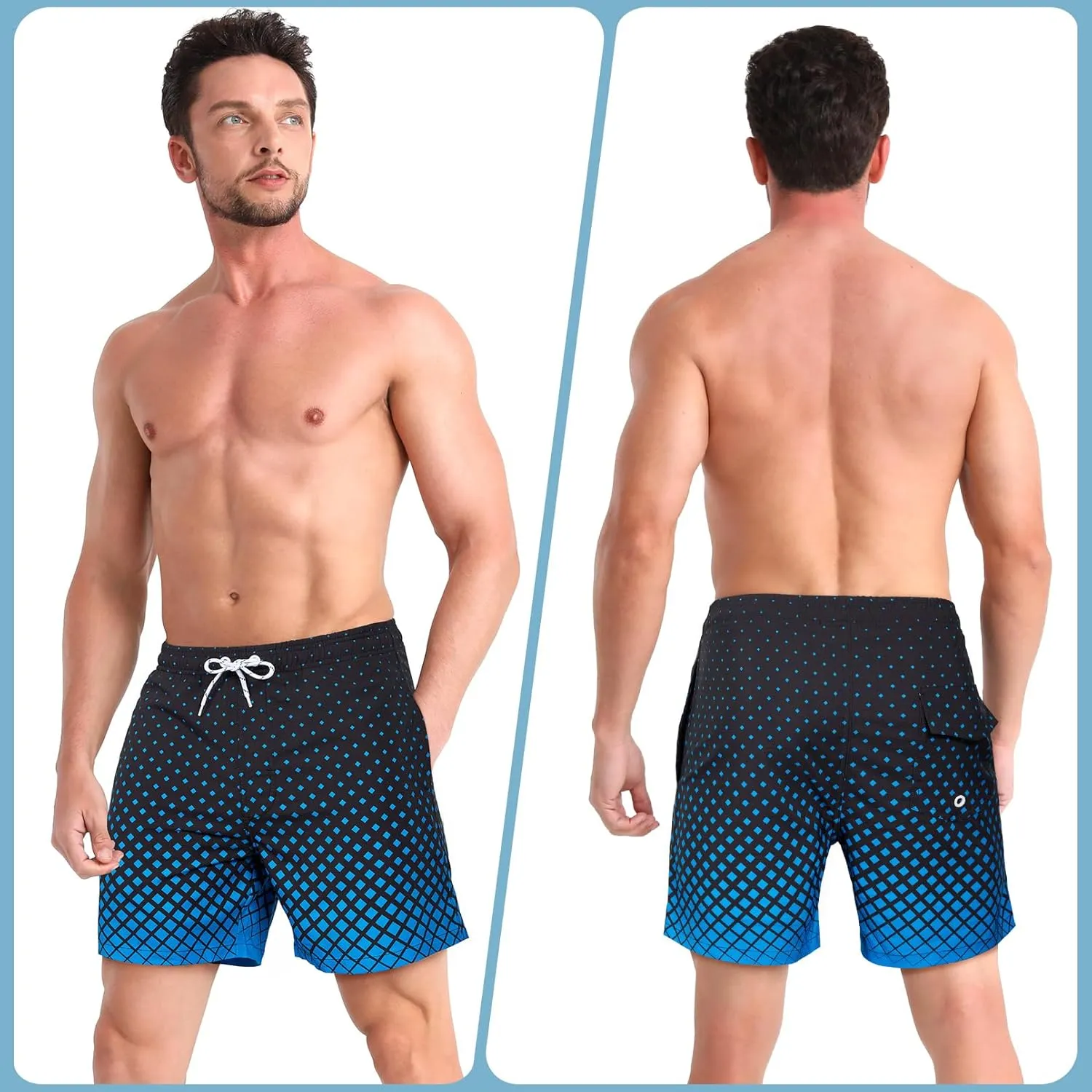 zeetoo Mens Swim Trunks with Compression Liner 5.5" Inseam Quick Dry Swim Shorts
