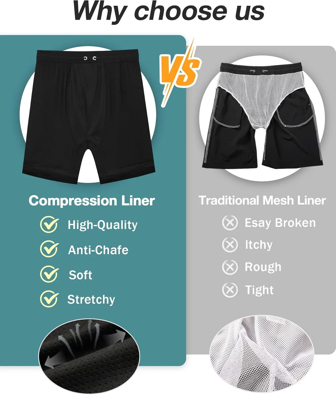 zeetoo Mens Swim Trunks with Compression Liner 9" Inseam Quick Dry Swim Shorts with Zipper Pockets Bathing Suit