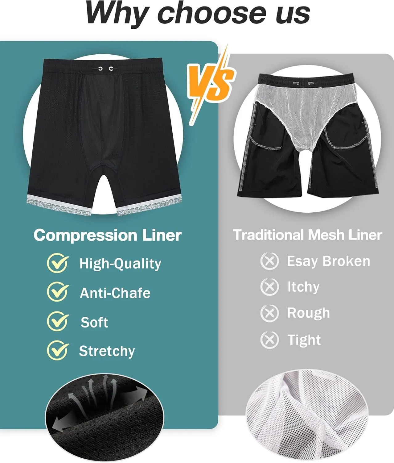 zeetoo Mens Swim Trunks with Compression Liner 9" Inseam Quick Dry Swim Shorts with Zipper Pockets Bathing Suit