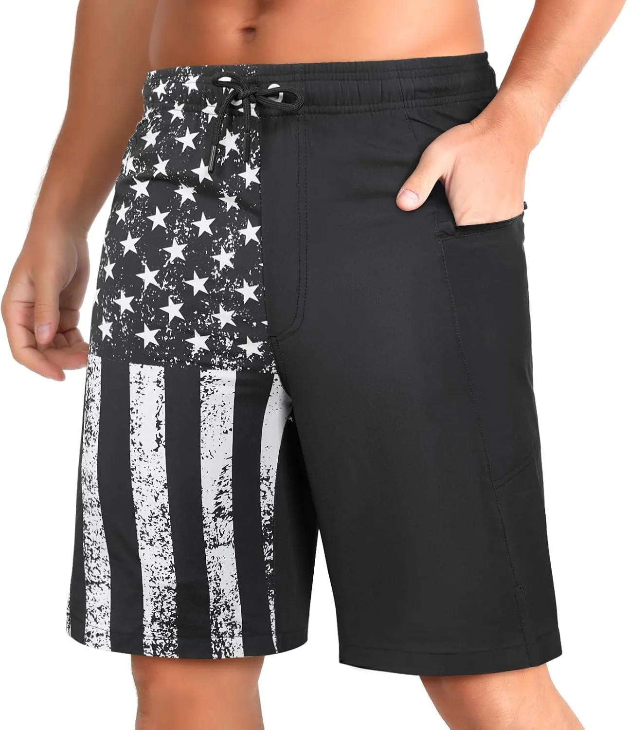 zeetoo Mens Swim Trunks with Compression Liner 9" Inseam Quick Dry Swim Shorts with Zipper Pockets Bathing Suit