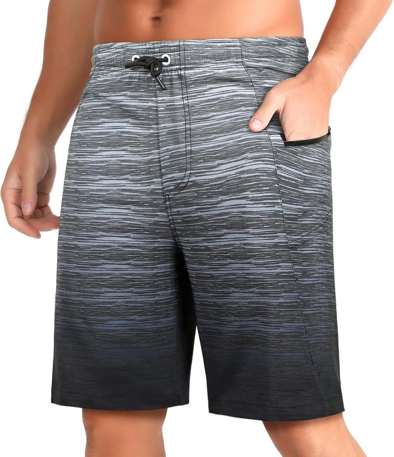 zeetoo Mens Swim Trunks with Compression Liner 9" Inseam Quick Dry Swim Shorts with Zipper Pockets Bathing Suit