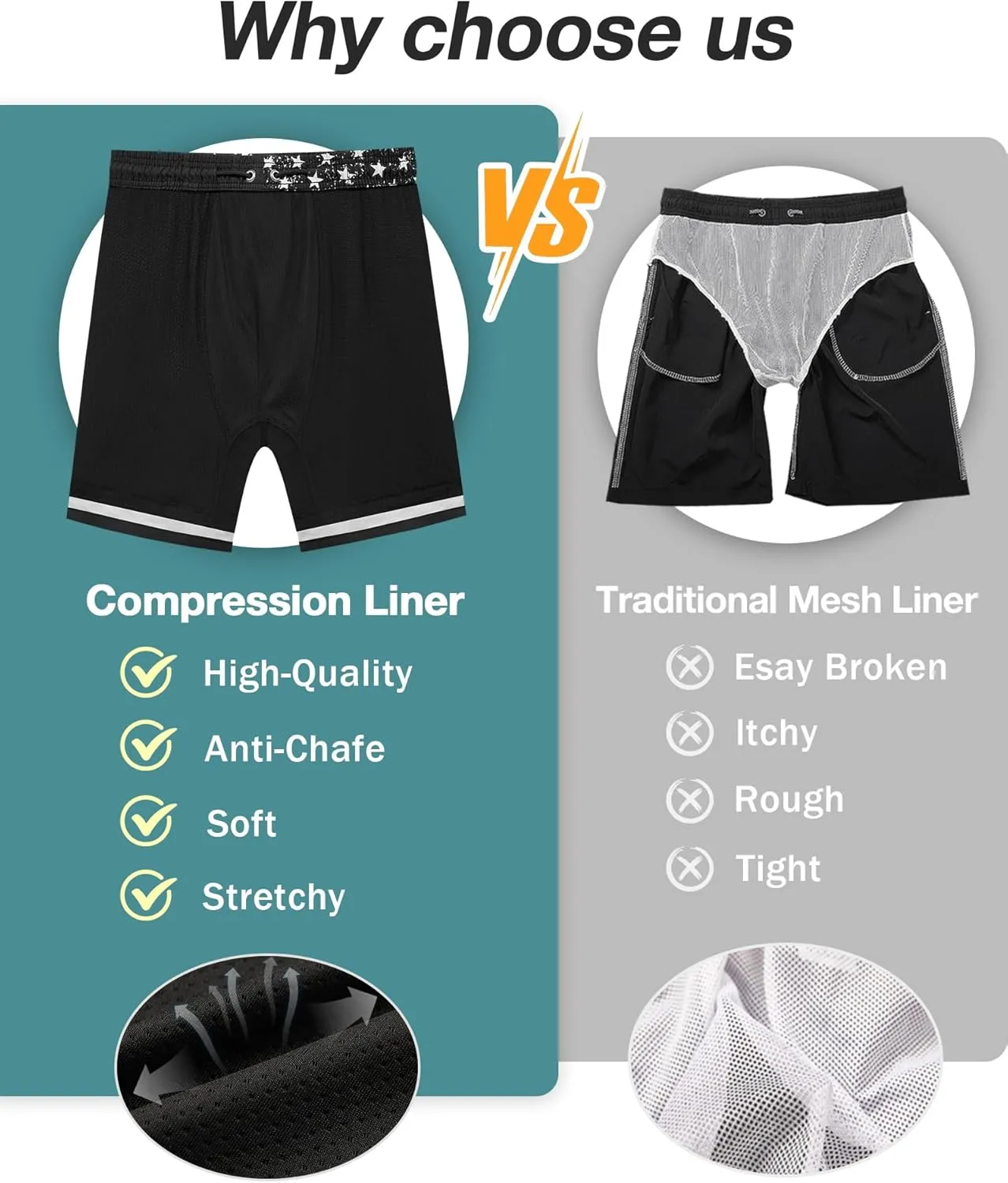 zeetoo Mens Swim Trunks with Compression Liner 9" Inseam Quick Dry Swim Shorts with Zipper Pockets Bathing Suit