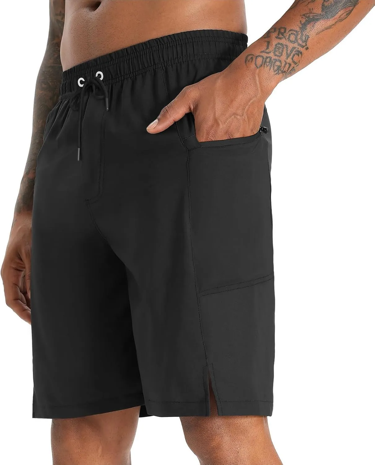 zeetoo Mens Swim Trunks with Compression Liner 9" Inseam Quick Dry Swim Shorts with Zipper Pockets Bathing Suit