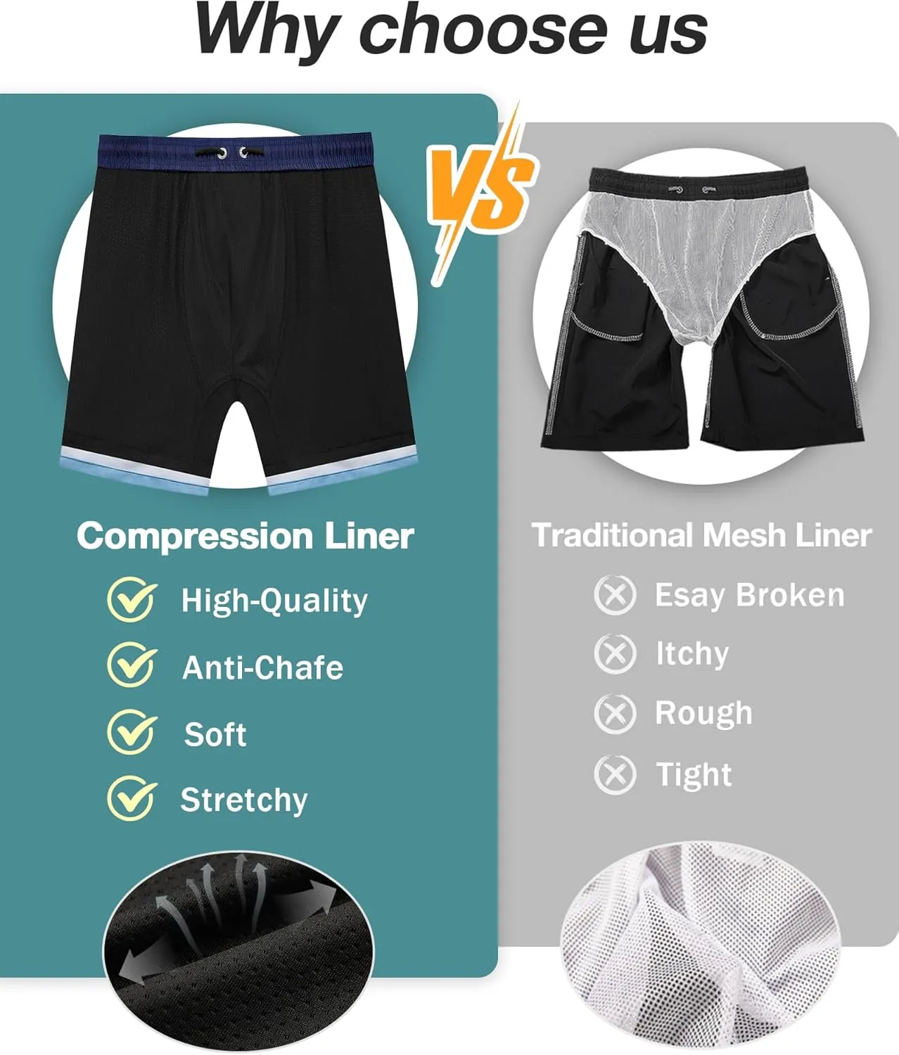 zeetoo Mens Swim Trunks with Compression Liner 9" Inseam Quick Dry Swim Shorts with Zipper Pockets Bathing Suit