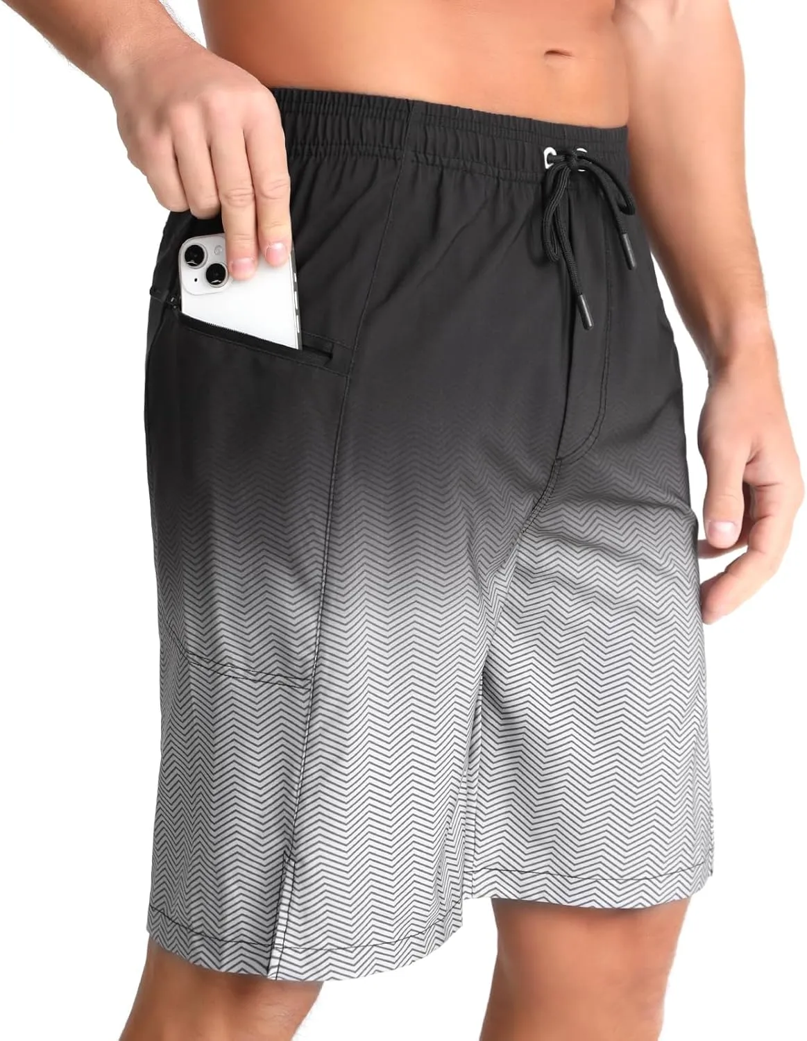 zeetoo Mens Swim Trunks with Compression Liner 9" Inseam Quick Dry Swim Shorts with Zipper Pockets Bathing Suit