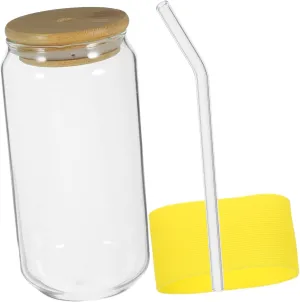 Zerodeko High-looking Straw Cup 500ml Glass Drinking Cup Reusable Leakproof for Water Juice Iced Coffee