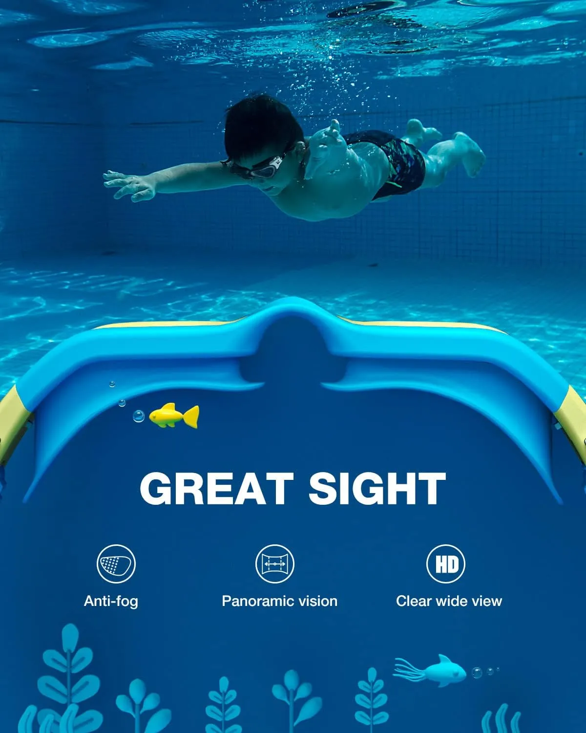 ZIONOR Kids Swim Goggles, G1MINI SE Anti-fog Swimming Goggles for Kid Child 6-14