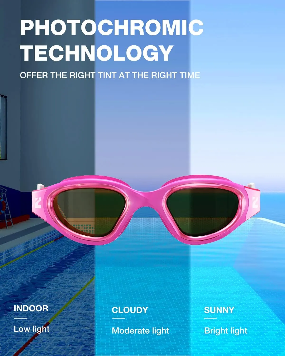ZIONOR Kids Swim Goggles, G1MINI Ultra Photochromic Polarized Swimming Goggles Boys Girls