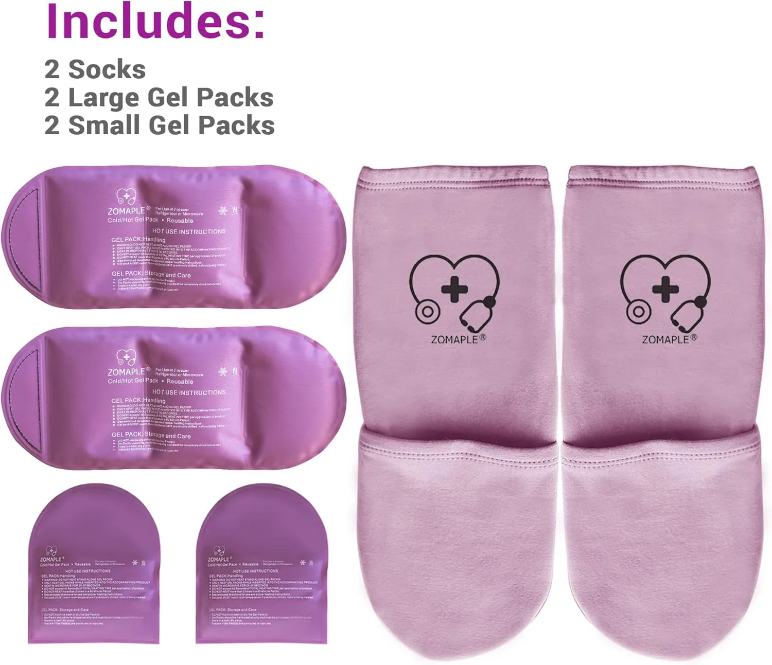 Zomaple Cold Therapy Socks for Women and Men - Perfect Ice Pack Cooling Socks for Plantar Fasciitis Feet, Neuropathy, Chemotherapy Recovery, Arthritis, Ankle & Heel Pain Relief (Lavender, Medium 7-11)