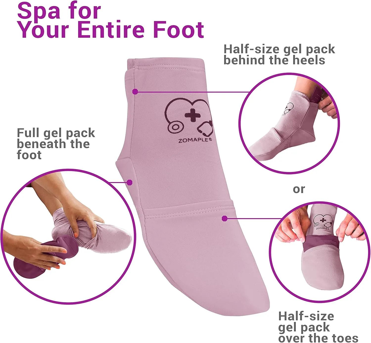 Zomaple Cold Therapy Socks for Women and Men - Perfect Ice Pack Cooling Socks for Plantar Fasciitis Feet, Neuropathy, Chemotherapy Recovery, Arthritis, Ankle & Heel Pain Relief (Lavender, Medium 7-11)