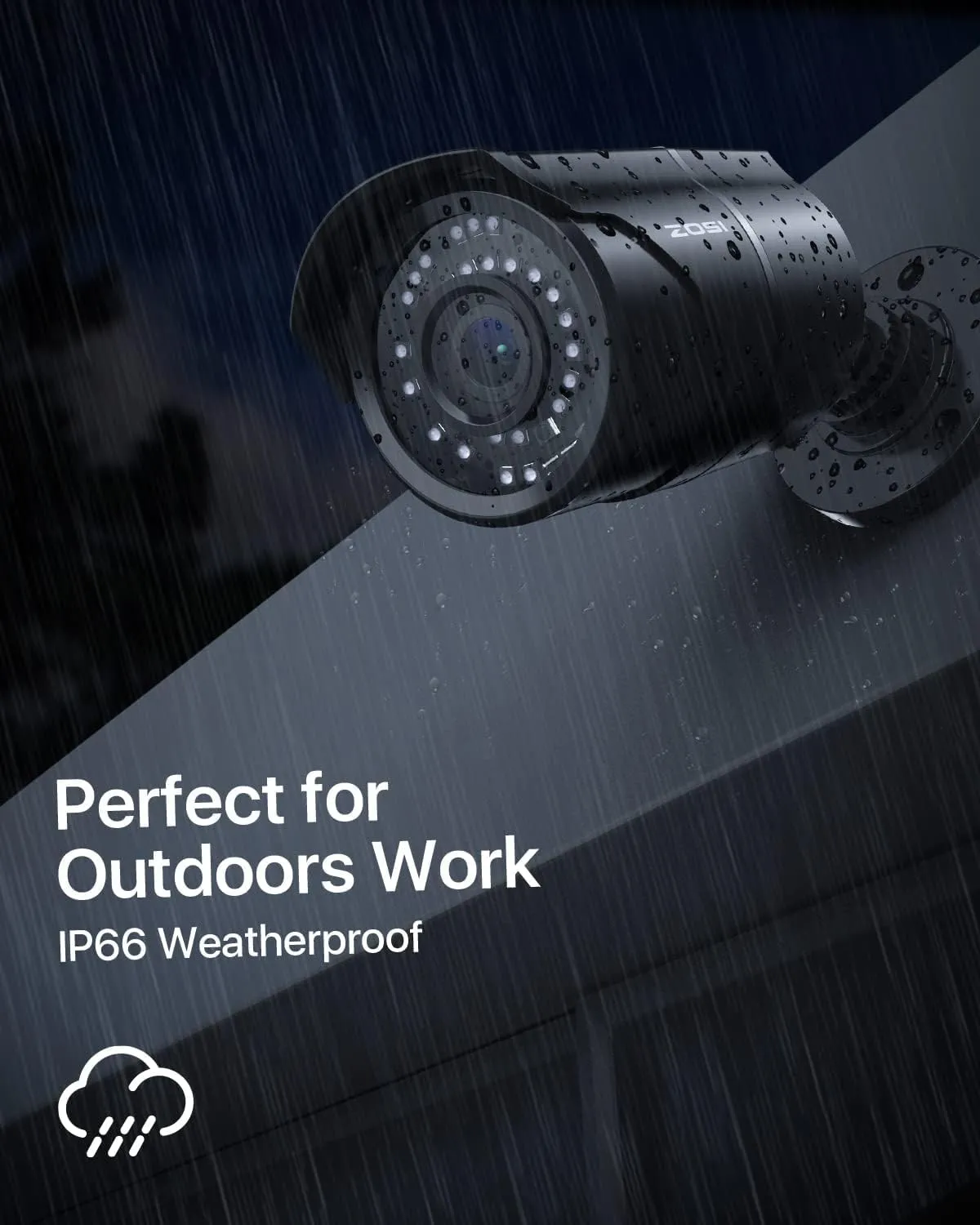 ZOSI H.265 2MP Security POE Camera, 1920x1080, 120ft Night Vision, 3.6mm Lens, IP67 Weatherproof Indoor Outdoor IP Camera 1080p (Only work with ZOSI PoE NVR,Model: 1AR-08EM-00/10/20-US)