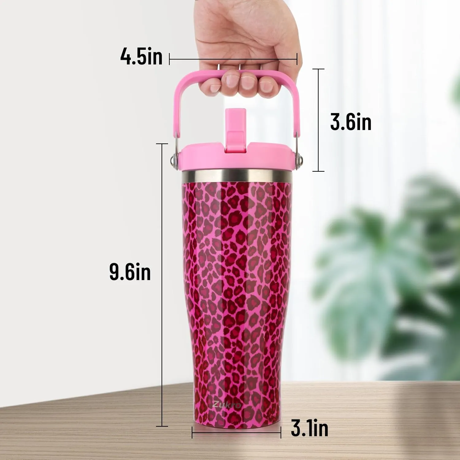 Zukro 50 OZ Tumbler With Flip Straw |Triple-Wall Vacuum Insulated Water Jug With Top Handle For Gym Sports Outdoors |Large Leak Proof Stainless Steel Water Bottle, Fit in Cupholder |Cold 34 Hours
