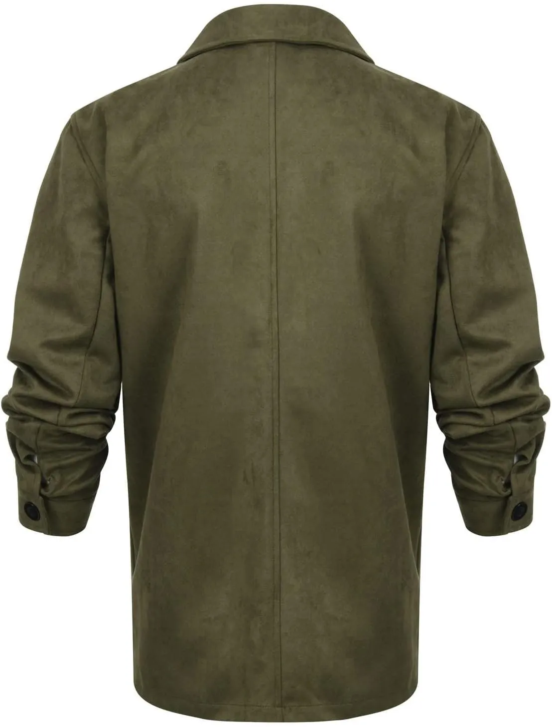 ZWRXW Men's 2023 Waterproof Suede Coat Vintage Classic Leather Jacket Casual Lapel Button Down Long Sleeve Winter Coats