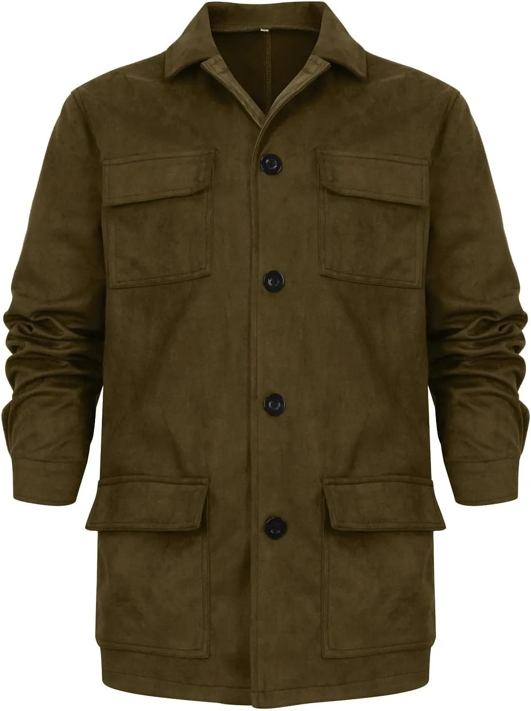 ZWRXW Men's 2023 Waterproof Suede Coat Vintage Classic Leather Jacket Casual Lapel Button Down Long Sleeve Winter Coats
