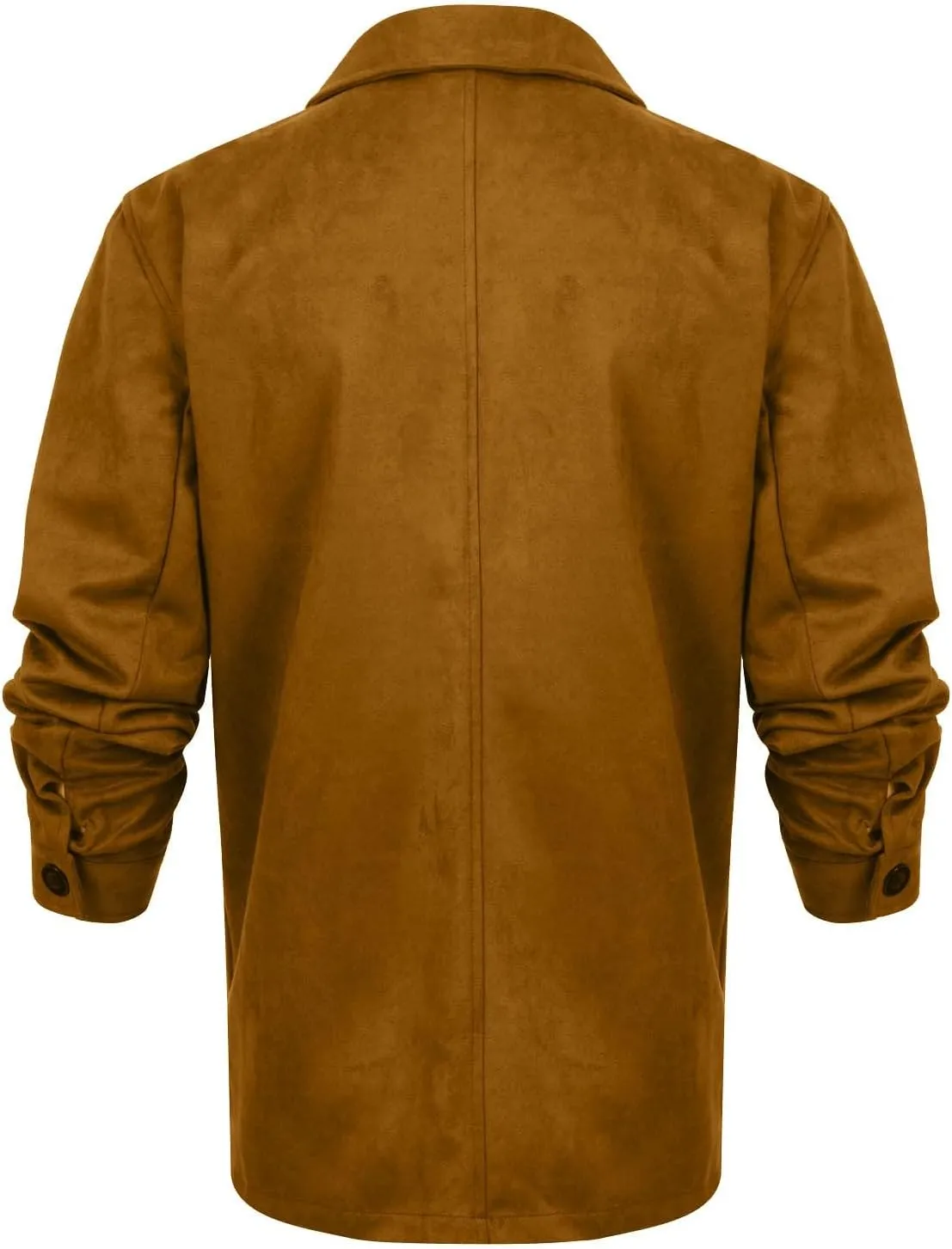 ZWRXW Men's 2023 Waterproof Suede Coat Vintage Classic Leather Jacket Casual Lapel Button Down Long Sleeve Winter Coats