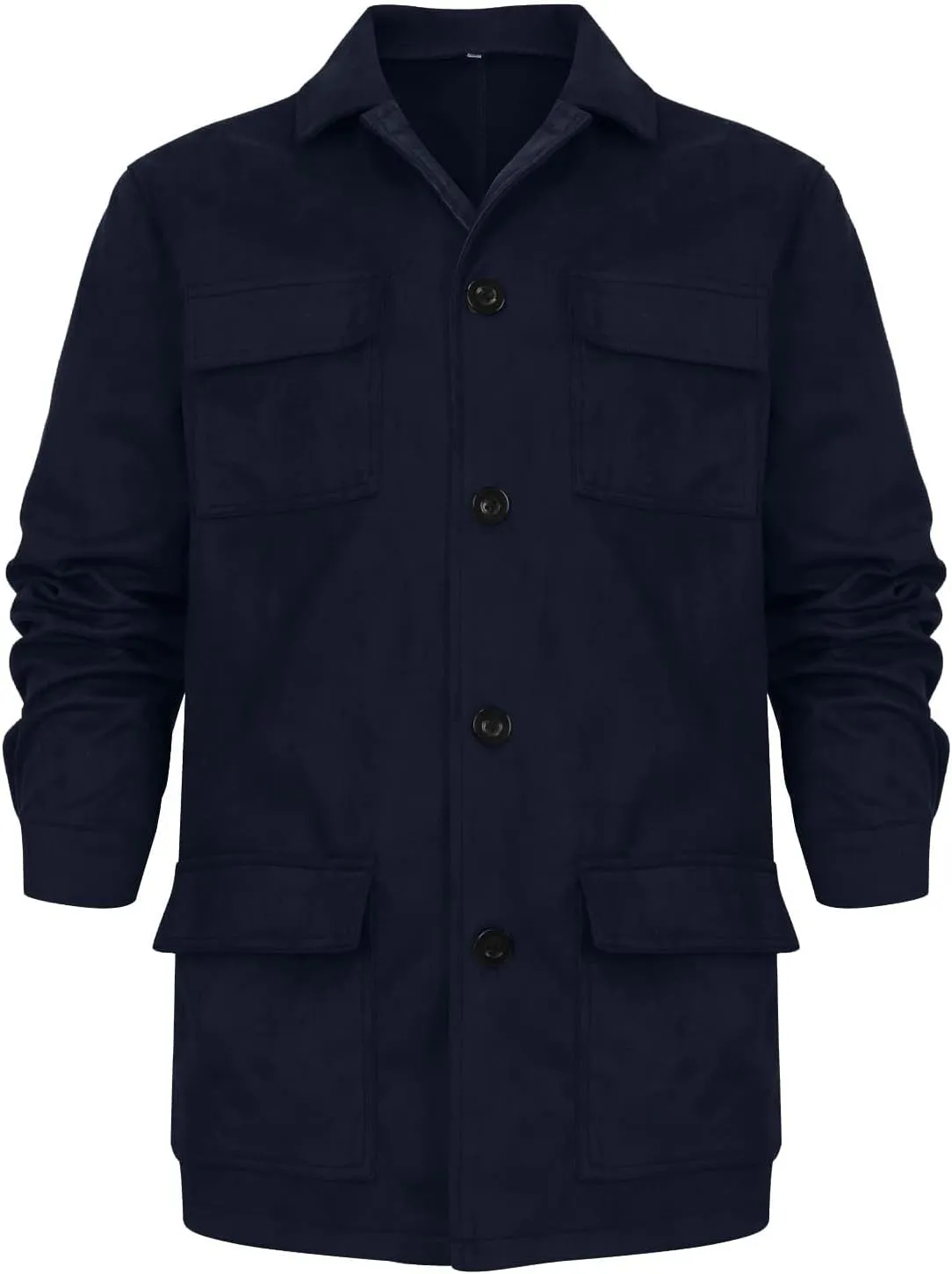 ZWRXW Men's 2023 Waterproof Suede Coat Vintage Classic Leather Jacket Casual Lapel Button Down Long Sleeve Winter Coats
